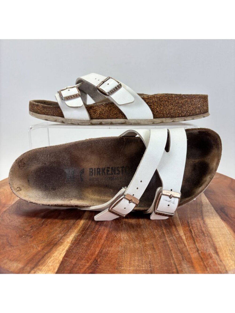 Birkenstock Yao Balance Womens Size 38 Sandals White Slip On Footbed Shoes - Picture 3 of 11